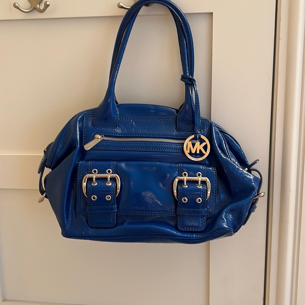 Michael Michael Kors blue patent leather satchel